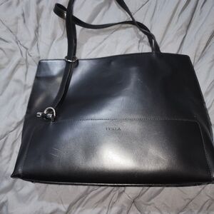 Furla Black Leather Tote Bag